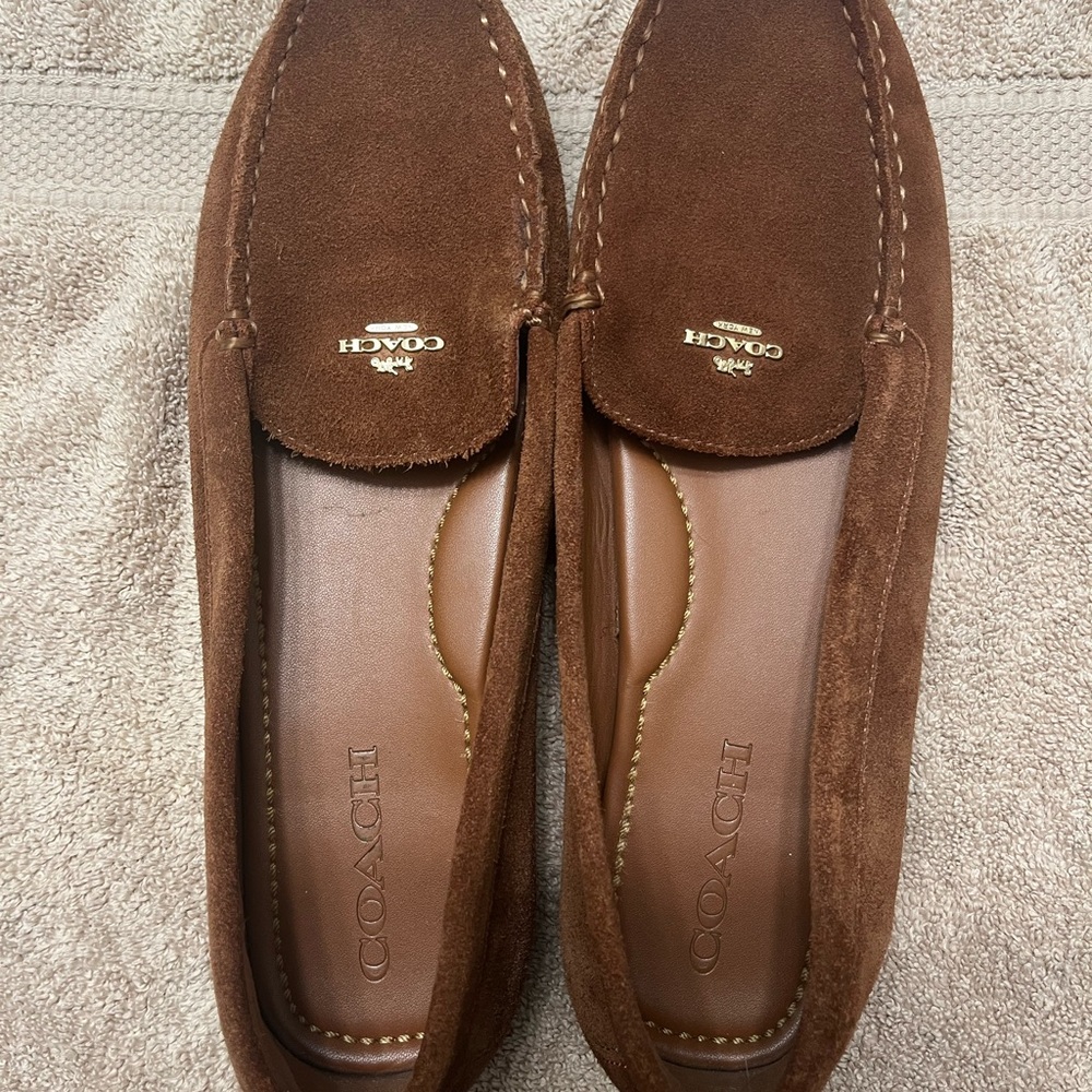 COACH camel colored suede driver loafer size 10B